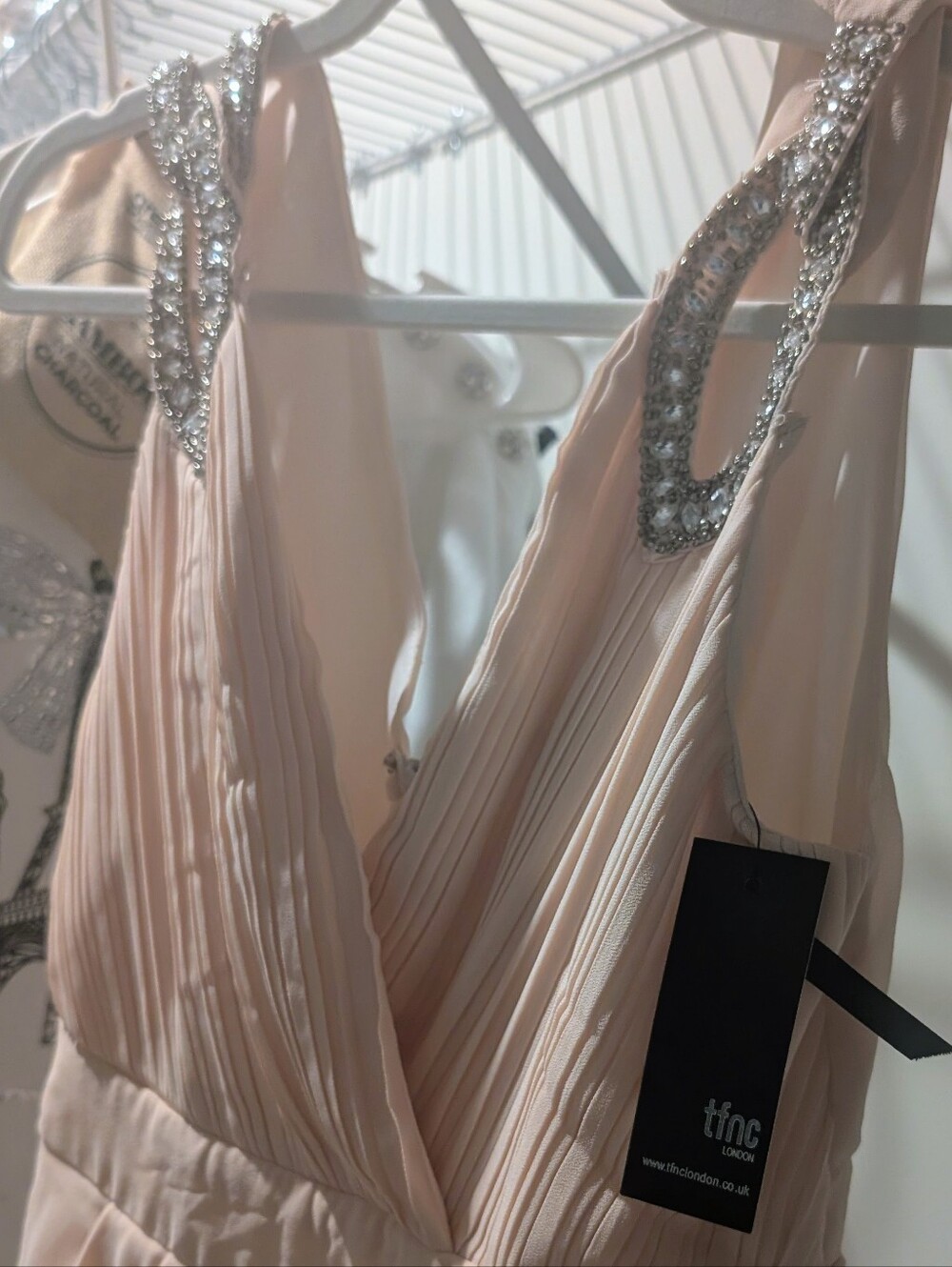 Chiffon Midi Wrap Dress women's size US 8, Light pink/nude formal Bridal Party